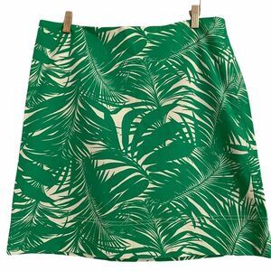Talbots Green and Cream Palm-Print Pencil Skirt